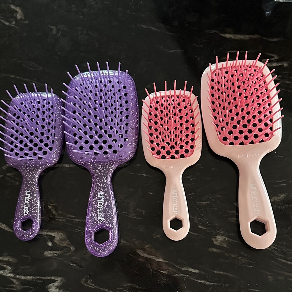 Unbrush Detangler Paddle Brushes - Purple & Pink (Set of 4)